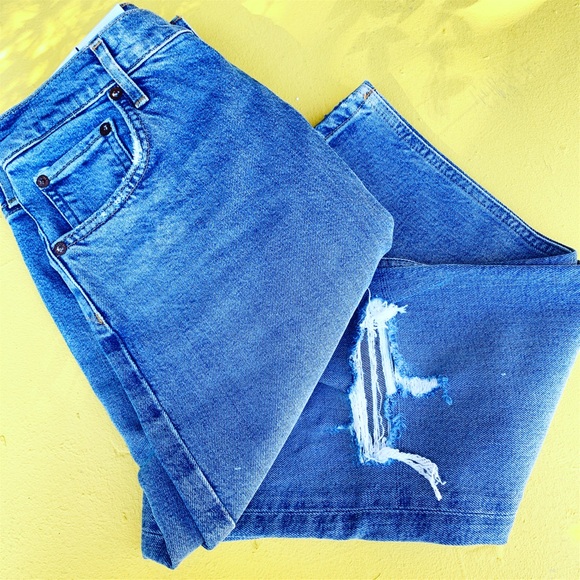 AGOLDE RILEY blue jeans denim whiplash high rise straight crop jean size 29 NWT - Picture 1 of 11